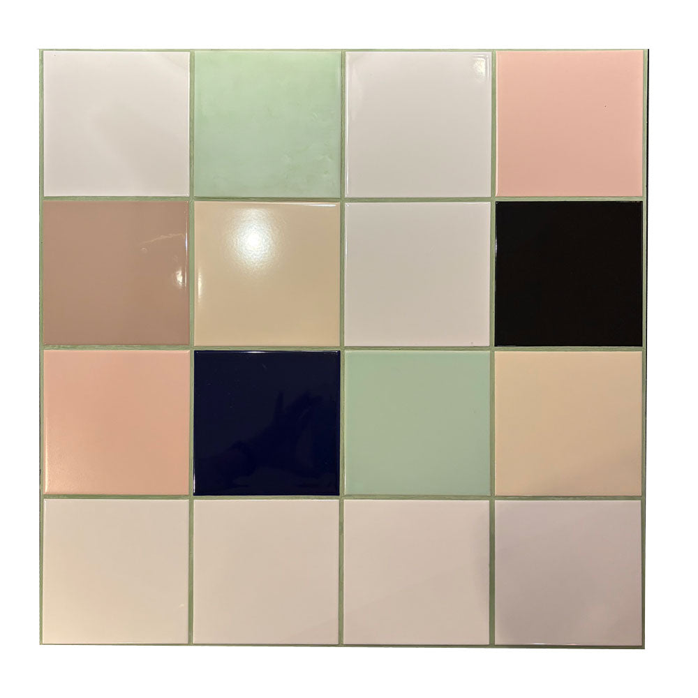 Kvadratisk klapbord med kakler - 62x62 cm - Højde 42-80 cm - Unika #1