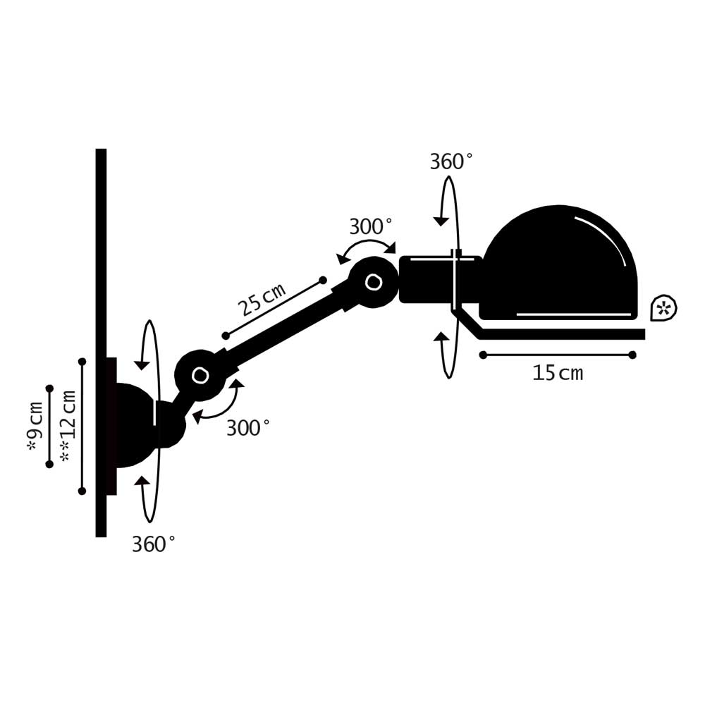 Jieldé LOFT D 2501 væglampe - 1 arm - Blank