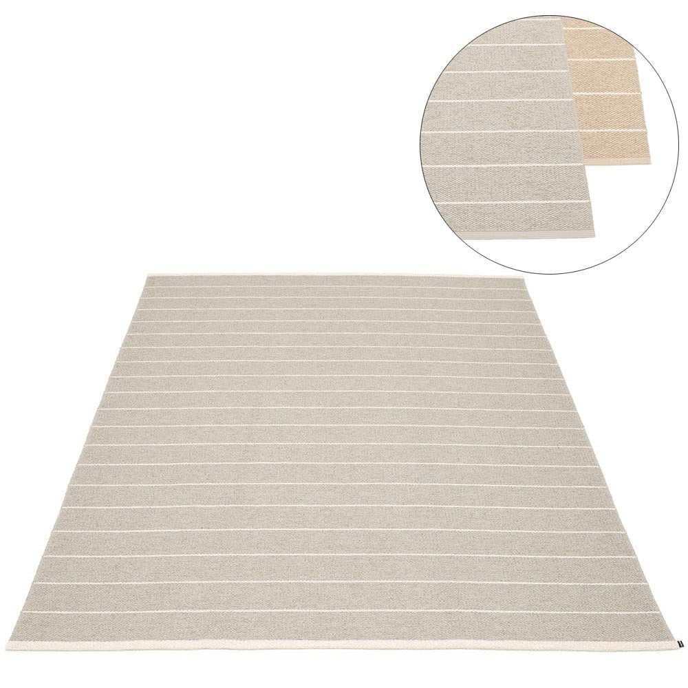 Pappelina Carl plast tæppe med striber - Vendbar - 180x260 cm