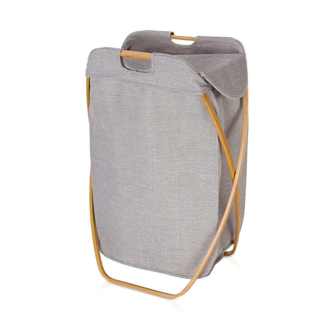 Vasketøjskurv i kanvas og bambus – Möve