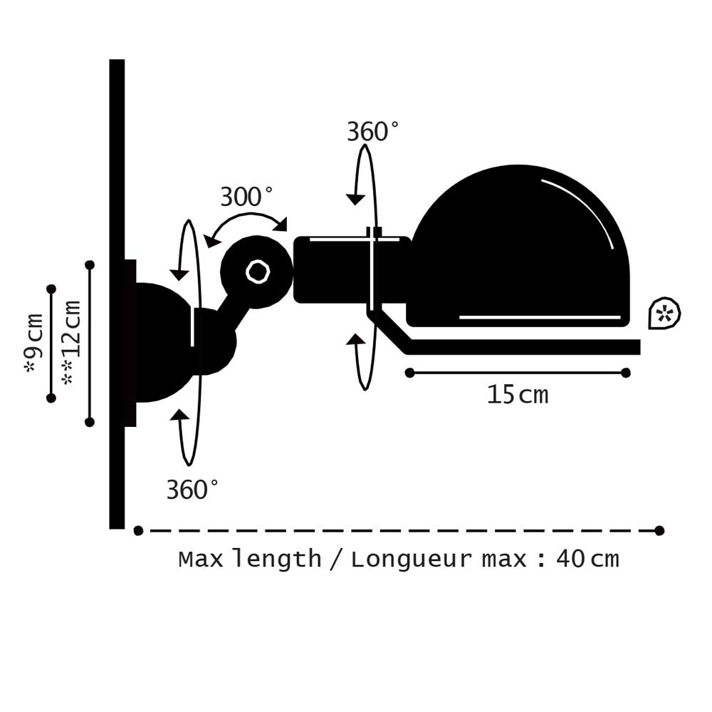 Jieldé LOFT D 1000 væglampe - Mat