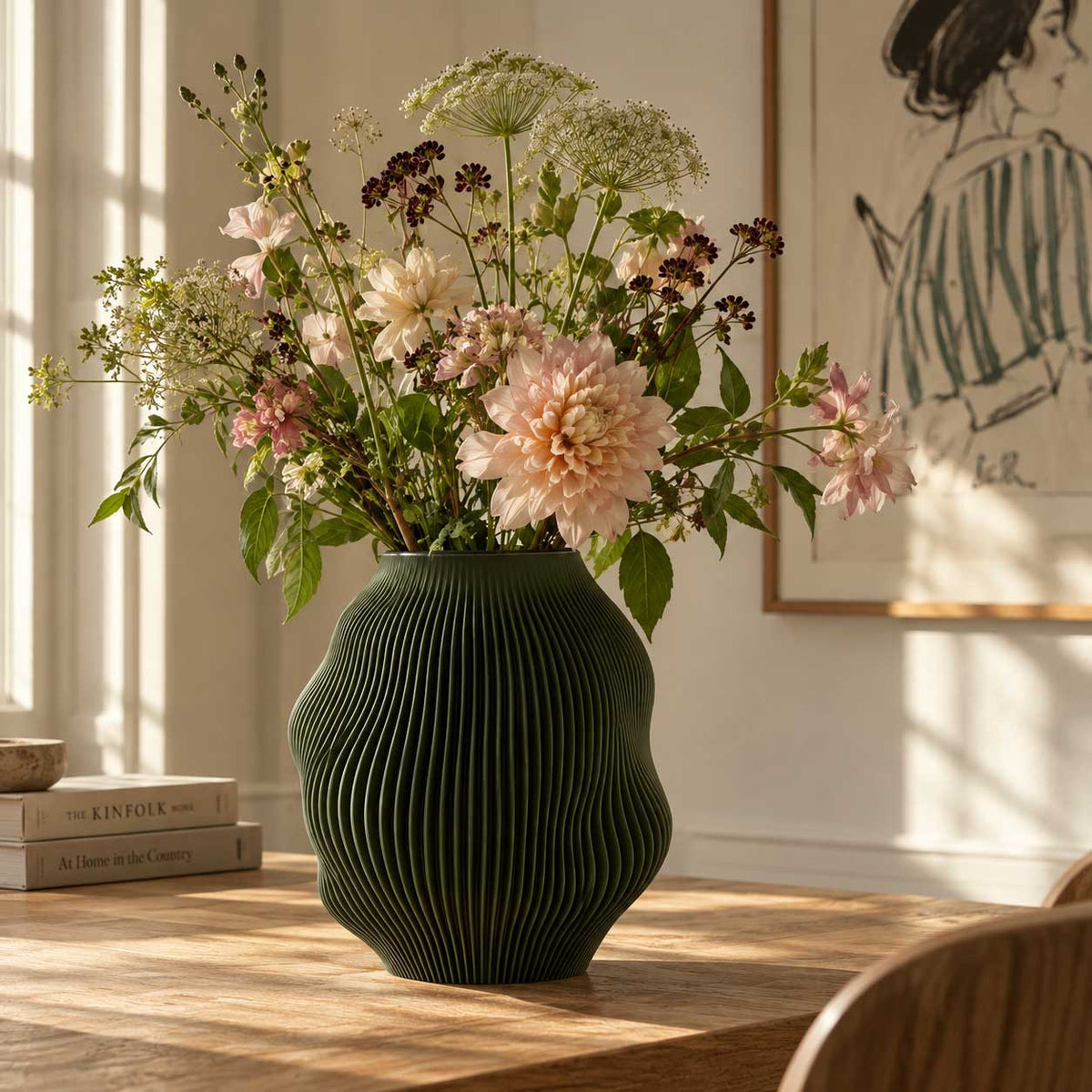 Big Olive – organisk vase i olivengrøn - 20 cm