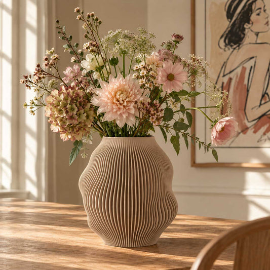 Big Sand – organisk vase i sandfarve - 20 cm