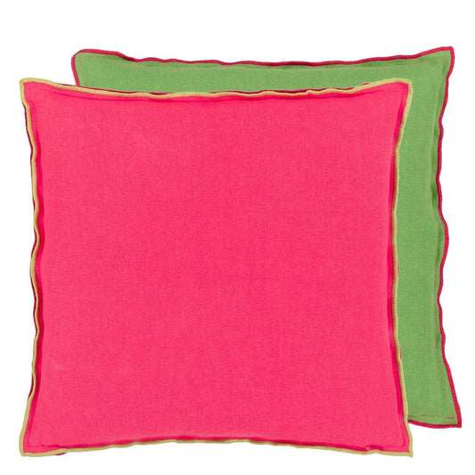 Designers Guild Pude - Brera Lino - Cerise & Grass 43 x 43 cm