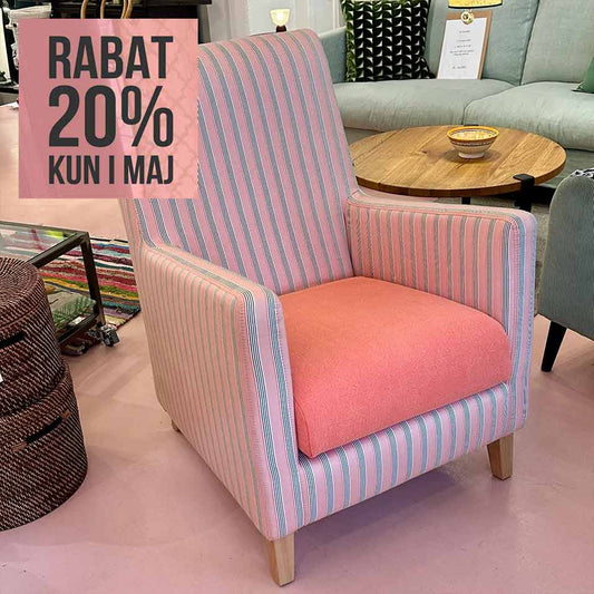 Designers Guild Rockford Lænestol høj ryg -Stripe-Hibiscus