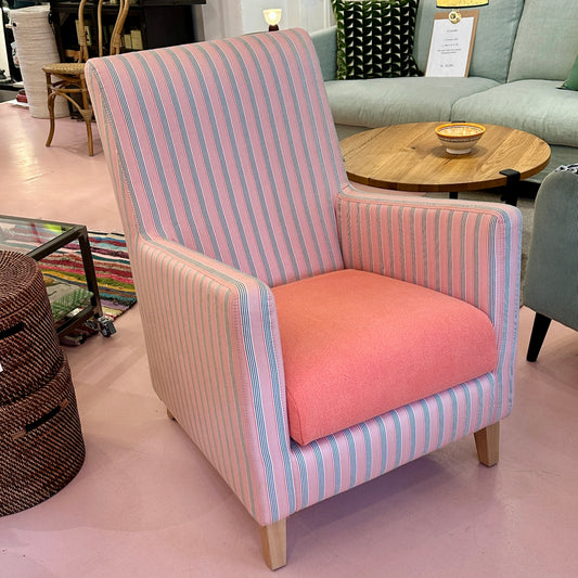 Designers Guild Rockford Lænestol høj ryg -Stripe-Hibiscus