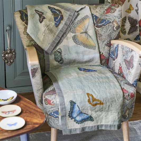 John Derian plaid med sommerfugle 